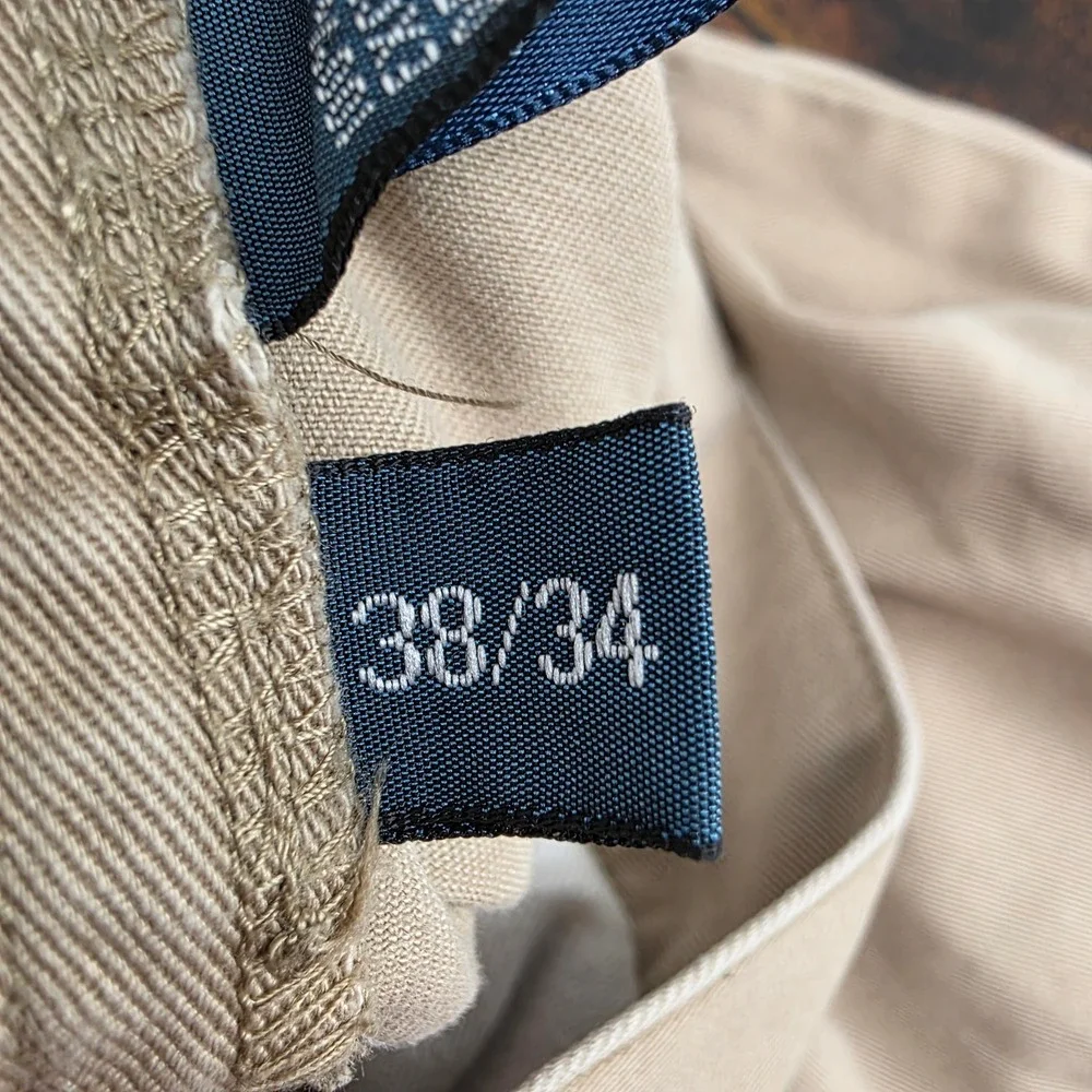 Polo Ralph Lauren Straight Leg Cotton Pants Mens 38/34 Tan Khaki Chino‎ Trousers